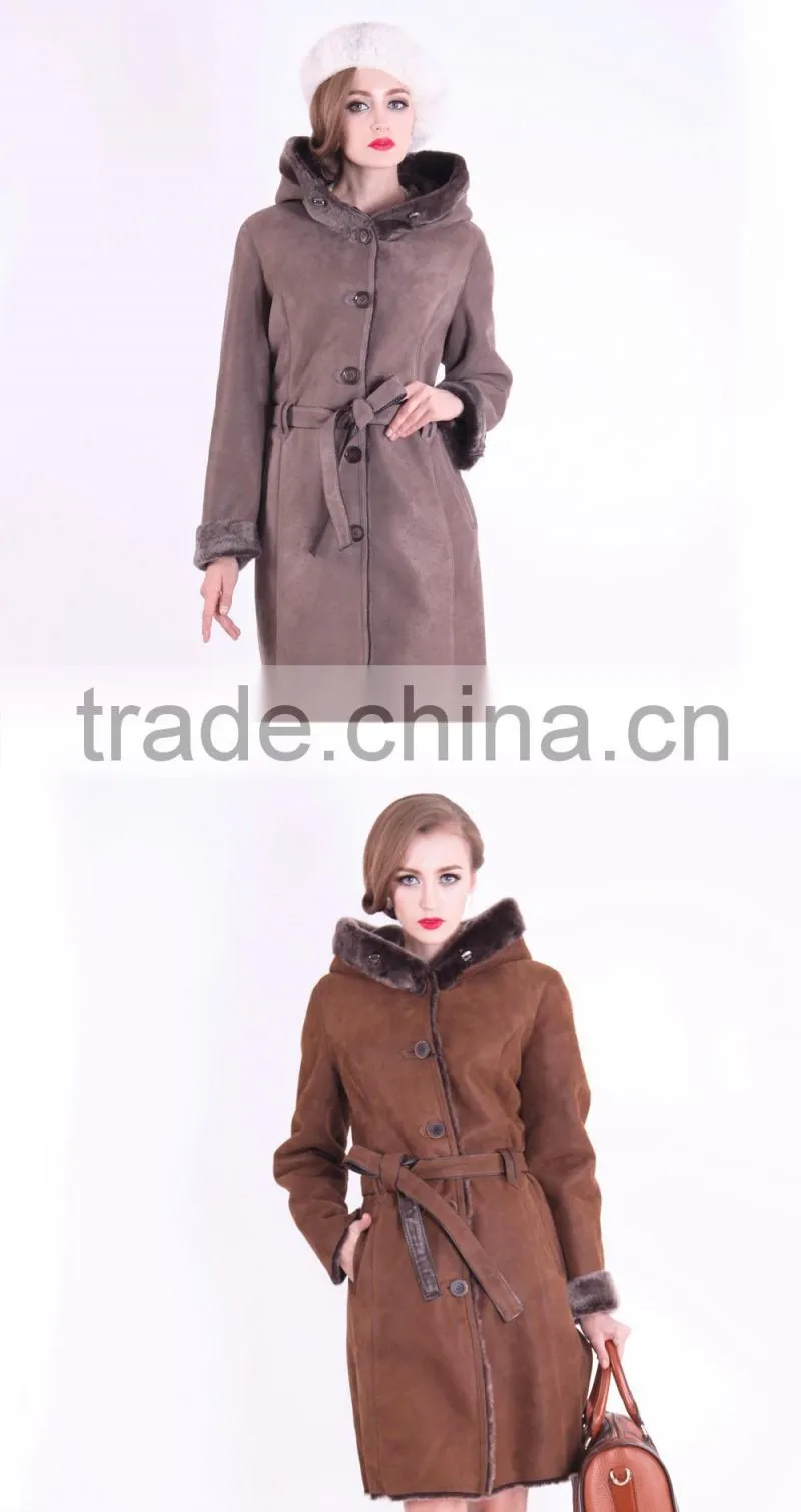 New Design Winter Women Long Slim Fit Wool Fur Coat