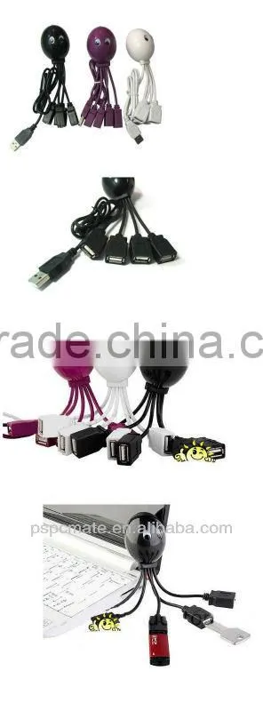 Cute Octopus Shape USB2.0 High Speed 4 Port HUB Rolling Eye Octopus USB