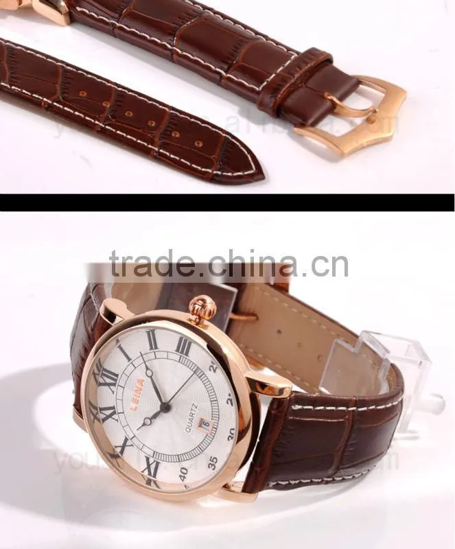 Newest Leather Strap Men Wrist Watch Gift KING SILIVER