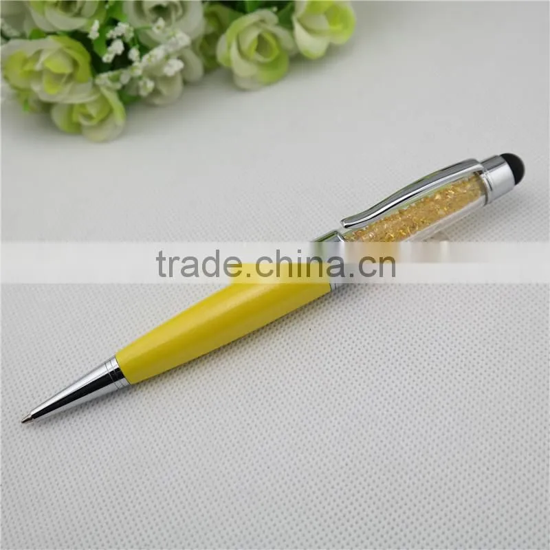 TCR-08 novelty crystal touch pen , 3 in 1 stylus pen with usb drive