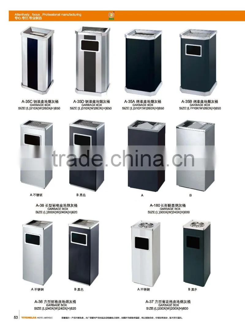 top round stainless steel with ashtray side open dustbin