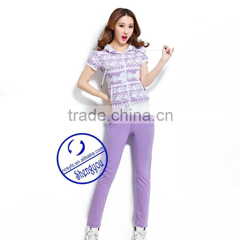 Wholesale custom cotton womens plain tracksuit jogger pants