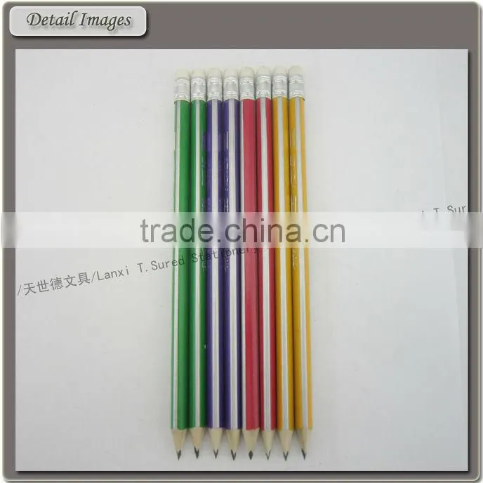 Promotional HB Triangle Stripe Pencil With Eraser