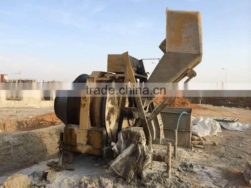 2016 Hot Sell Topmac Brand Concrete Mixer by Diesel Hydraulic Hoist Hopper