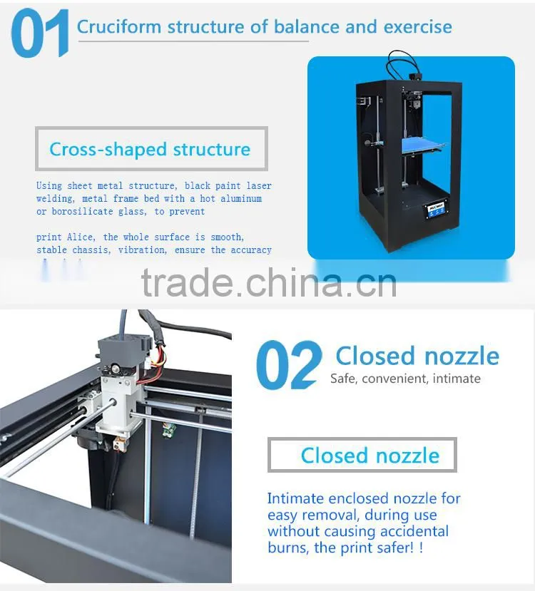 2016 China Wholesale Build Size 200*200*480mm Industrial 3D Printers
