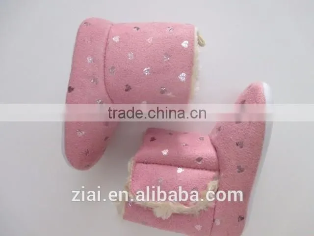 Lovely baby girl Boots cute print snow footwear suede leather baby fur winter shoes