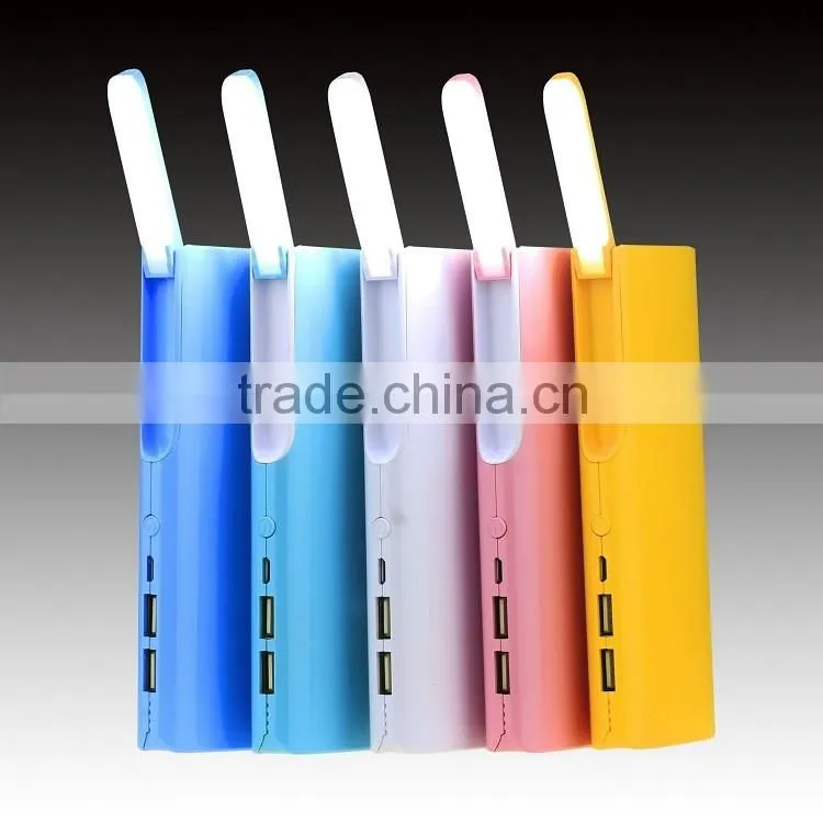 Real capacity power bank 8000mAh with LED desk lamp high quality mobile power bank