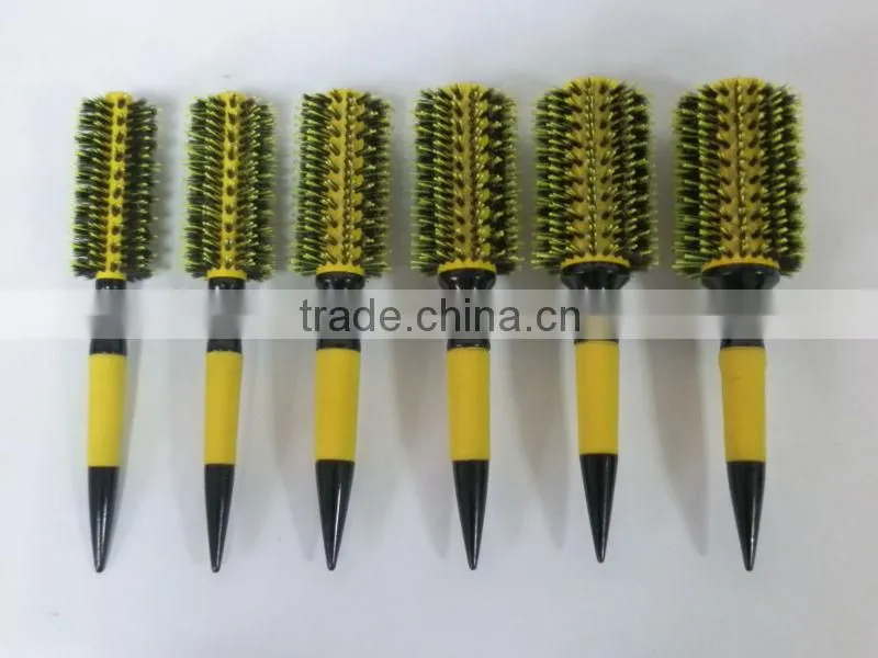 wooden hair brush with boar bristle mixed nylon