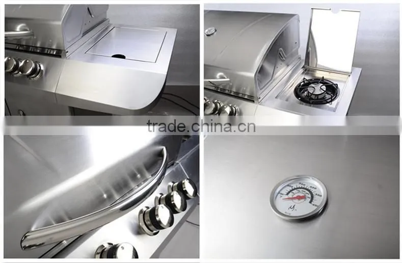 Simplified large cooking area stainless steel outdoor grill