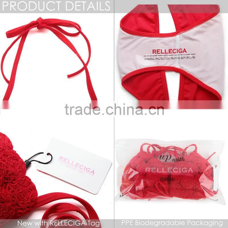 RELLECIGA 2016 Marianne Collection -Red 3D Blooming Flower Triangle Top Bikini Set with Moderate Push-up Molded Cups