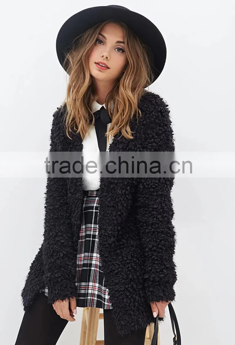 Fuzzy popcorn knit cardigan