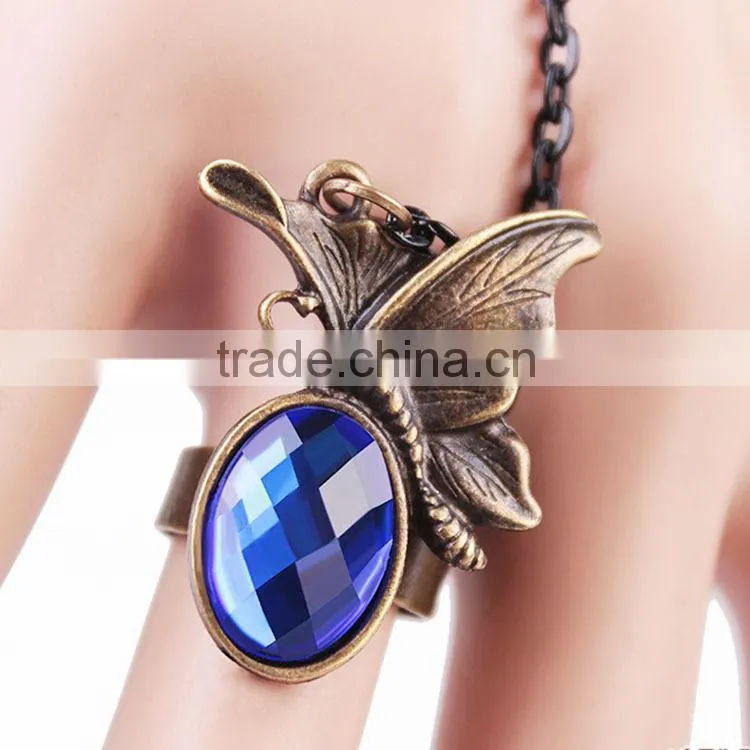 low moq crystal butterfly bracelet, gothic hand ring bracelet