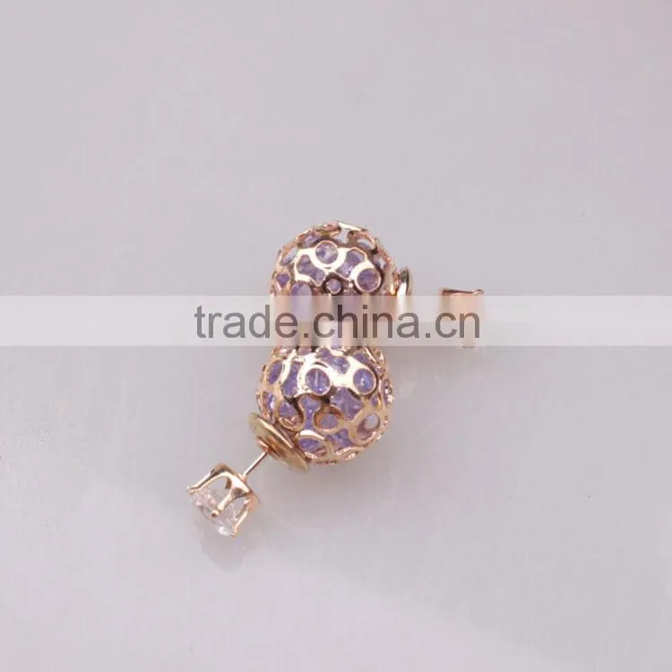 double faced handmade crystal earring, crystal ball earrings