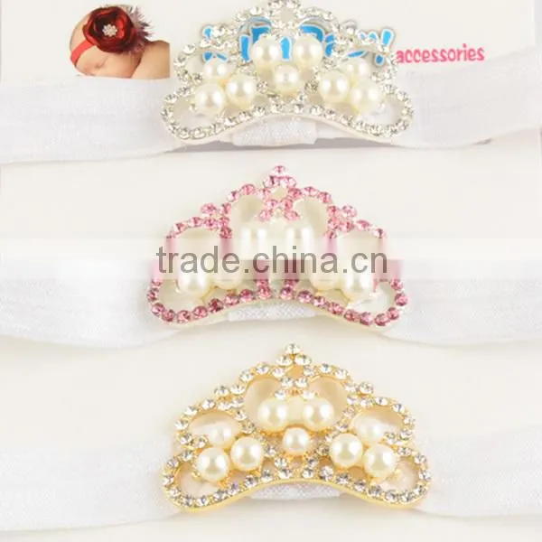 cheap pearl baby girls headband, girls princess crown headband