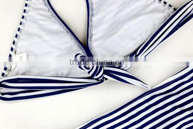 2016 Brand Baby Blue Strings Girls Swimsuit Print Bikini