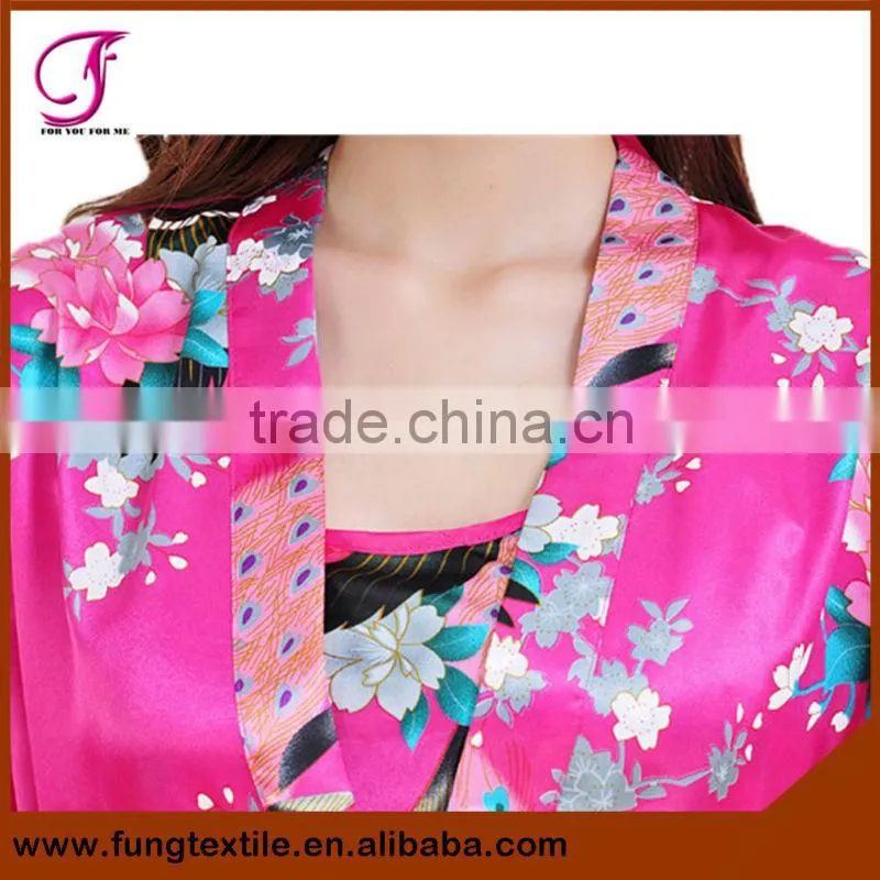 2405 Women Two-piece set Satin Bath Robe