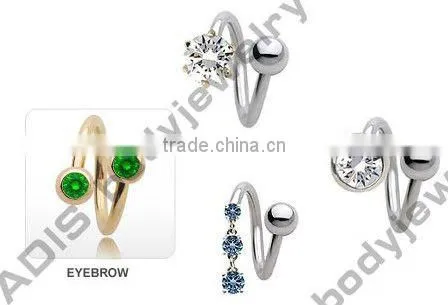 bezel cup hybrid spiral twisters,navel piercing jewelry