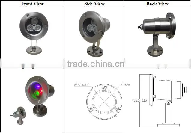 IP68 3W stainless steel small RGB LED Underwater light