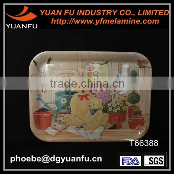 Decorative handle melamine tray