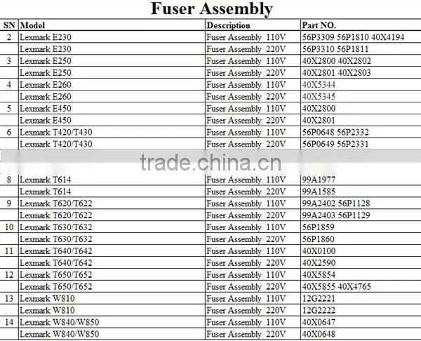 Compatible Lexmark Fuser Assembly 110V Compatible For Lexmark W810 12G2221 Fuser Unit