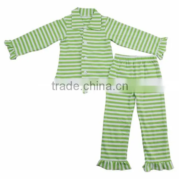 2016 Kaiyo childrens boutique clothing cheap pajama sets stripe ruffle pajamas Christmas pajamas