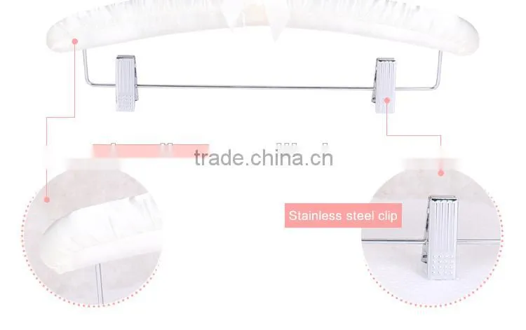 Fashion hotel clothes satin hanger with fabric cover /leave no trace