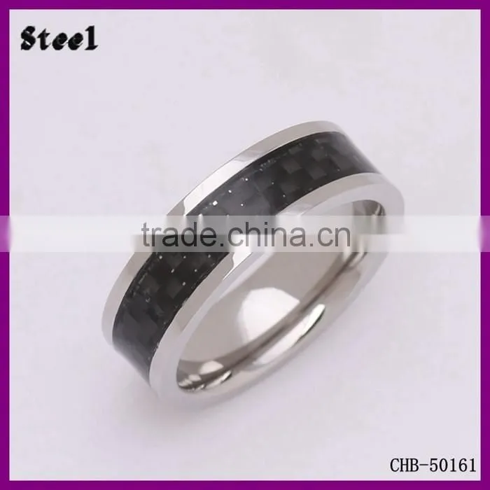 316 Stainless Steel Black Lattice Gold Fnger Ring Without Stone