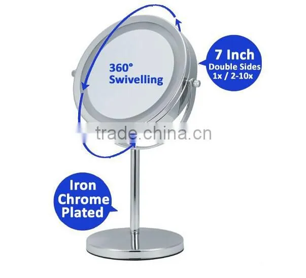 7 Inch Round Light Free Standing Mirror