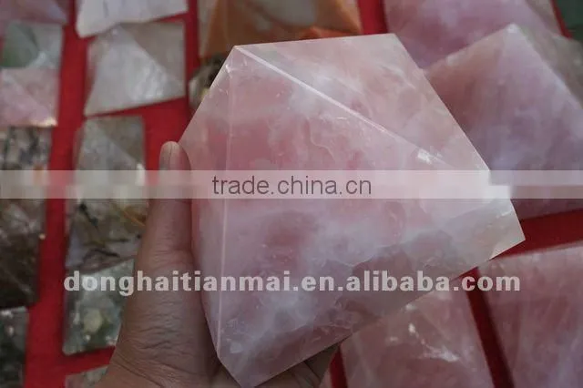Rock Natural Clear QUARTZ PINK Crystal HEALING Pyramid , Gift