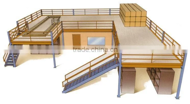 Warehouse storage mezzanine floor platform