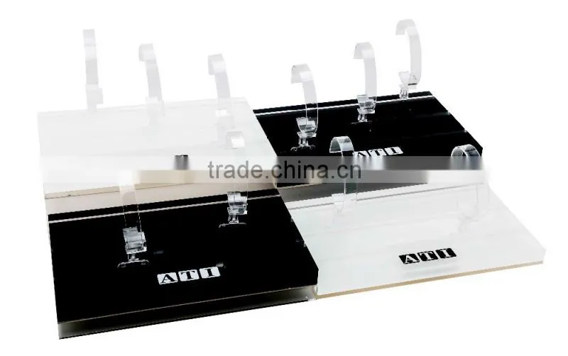 ATI OEM Qrade white and black bendiong type acrylic watch display stand