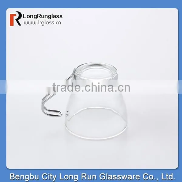 LongRun anhui home use round bottom transparent tea cups with stainless steel handle