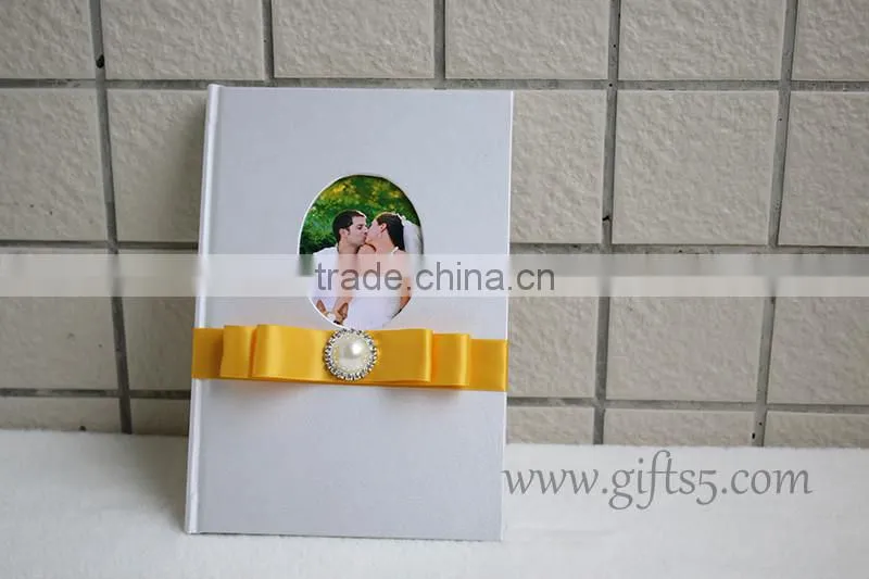 Handmade Hardcover custom wedding guest book with photo frame