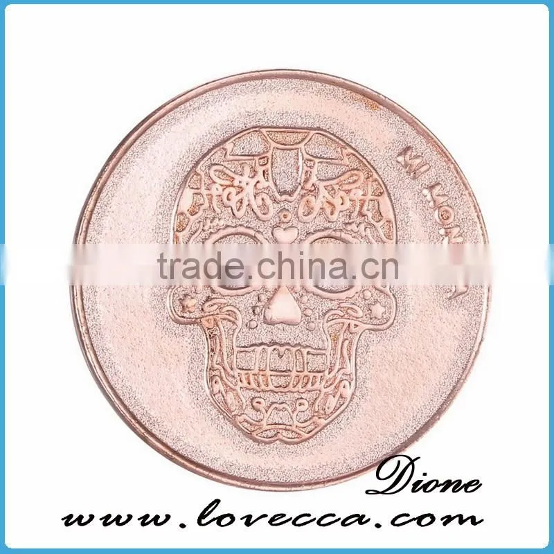 DIY Rose Gold Pendant Coin Disc 33MM Skull Coin Necklace Accessories gifts