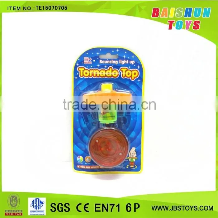 Promotion toy bouncing light up toys tornado spinning top set te15070705