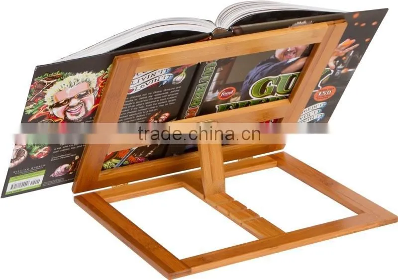 DT005 Trademark Innovations Bamboo Cookbook Holder and rack