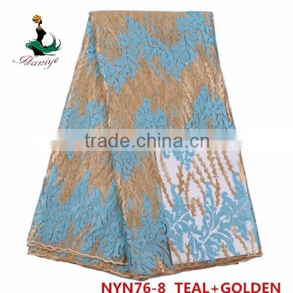 2016 wholesale embroidery tulle lace fabric nigerian french net lace for wedding dreeses /NYN76