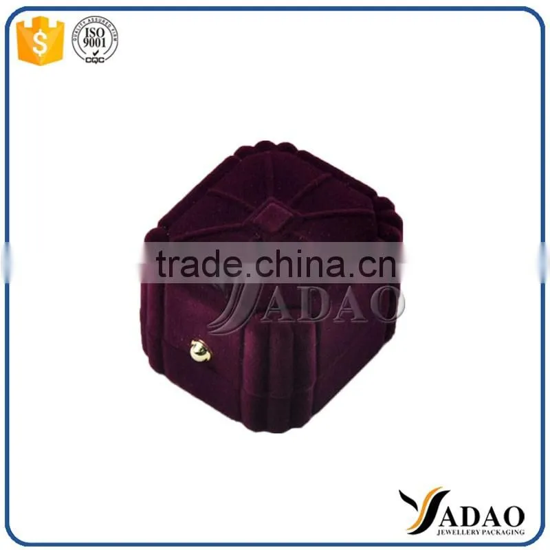 unique high quality purple custom velvet jewelry boxes ring packaging