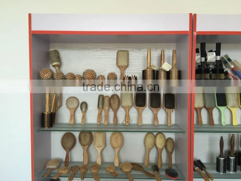 Wooden paddle nylon&bristle cushion hair brush