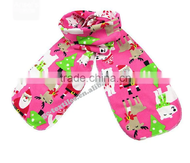 high quality and soft polar fleece scarf for children with cute printing pattern