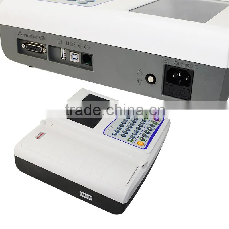 12 Channel Full Keyboard Portable 7 inch Color LCD Digital Electrocardiograph ECG Machine EKG 1212F250 Cases