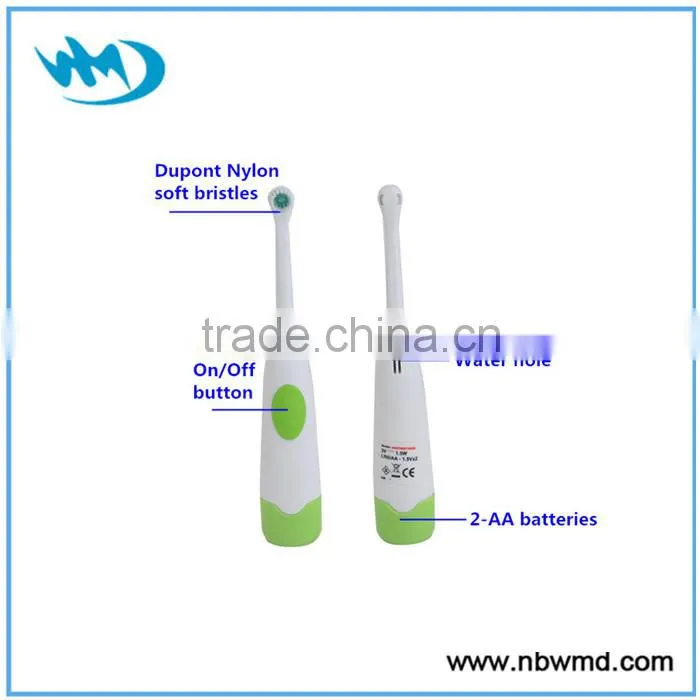 Multi-color mini electrical toothbrush prices with 2-AA batteries