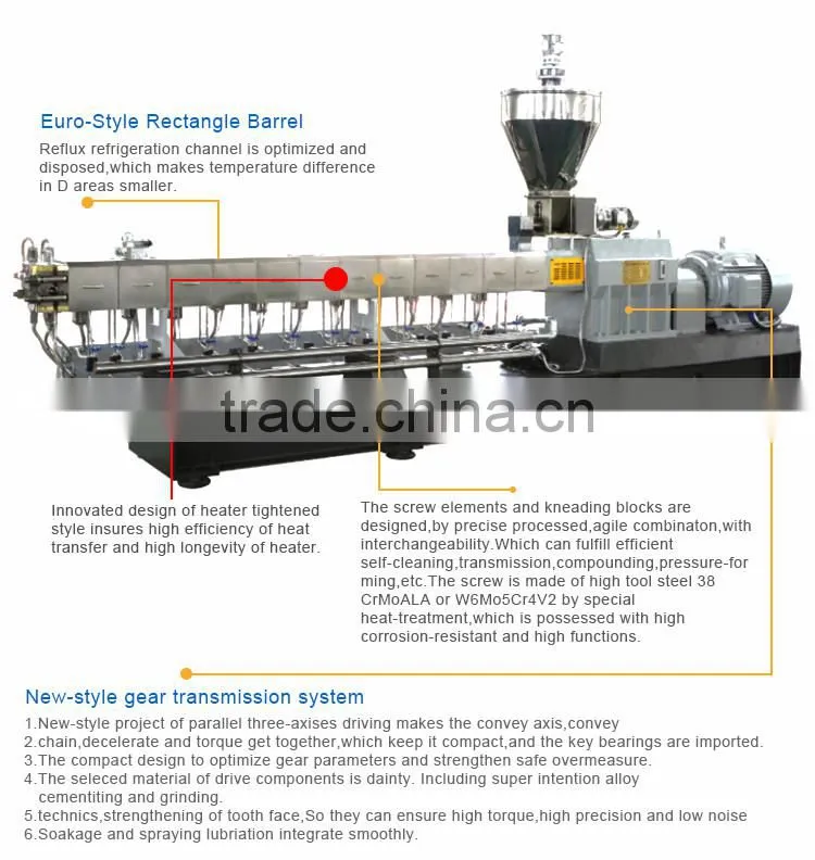 TPR compounding PP PE plastic masterbatch granulator twin screw extruder