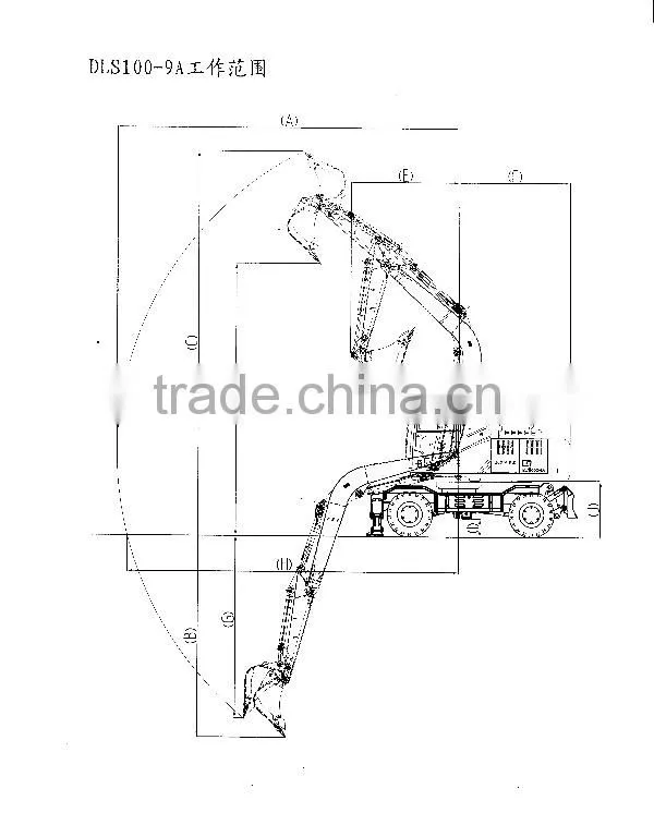 China Wolwa 10t DLS100-9A Wheel Shovel Excavator