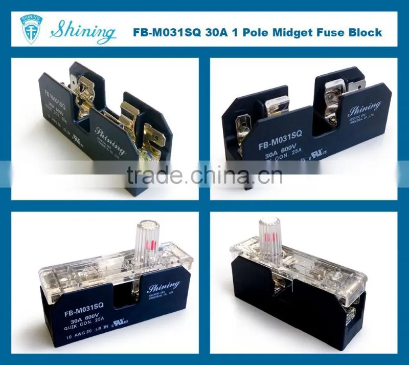 FB-M031SQ Din Rail Mounting 10x38 Midget Fuse Terminal Block