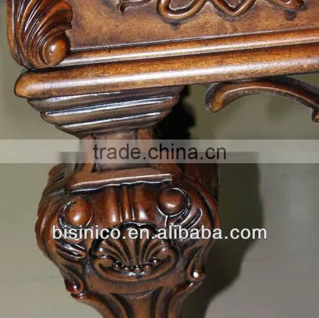 Luxury Spanish style living room square hand carved wooden coffee table marble table top