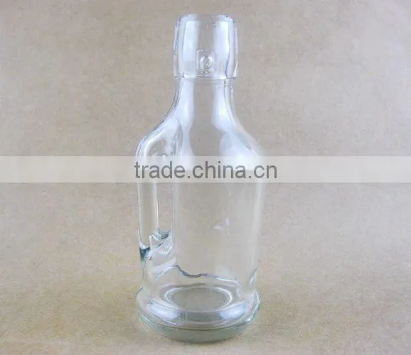 Glass bottle with handle ,glass oil and vinegar bottle with handle ,glass bottles for oil