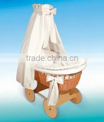 handmade wicker doll pram baby sleeping with handles