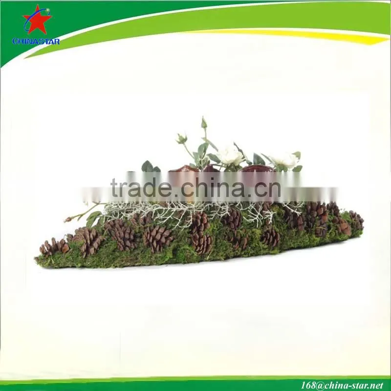 moss flower pot with pine decor