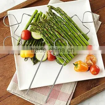 Free sample double raft stainless steel bbq skewers set of 4, vegetable bbq skewers kabobs, chinese bbq skewers for sale